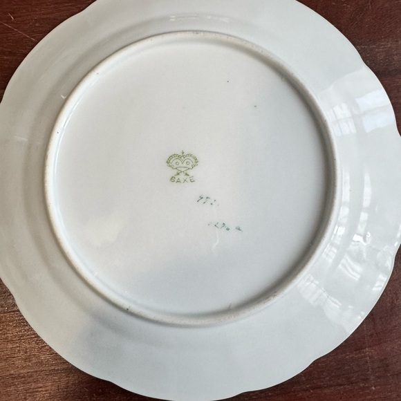 SAXE Hand painted Rose Plate Numbered approx 8.5”Decorative Vintage German Crown - Picture 2 of 5